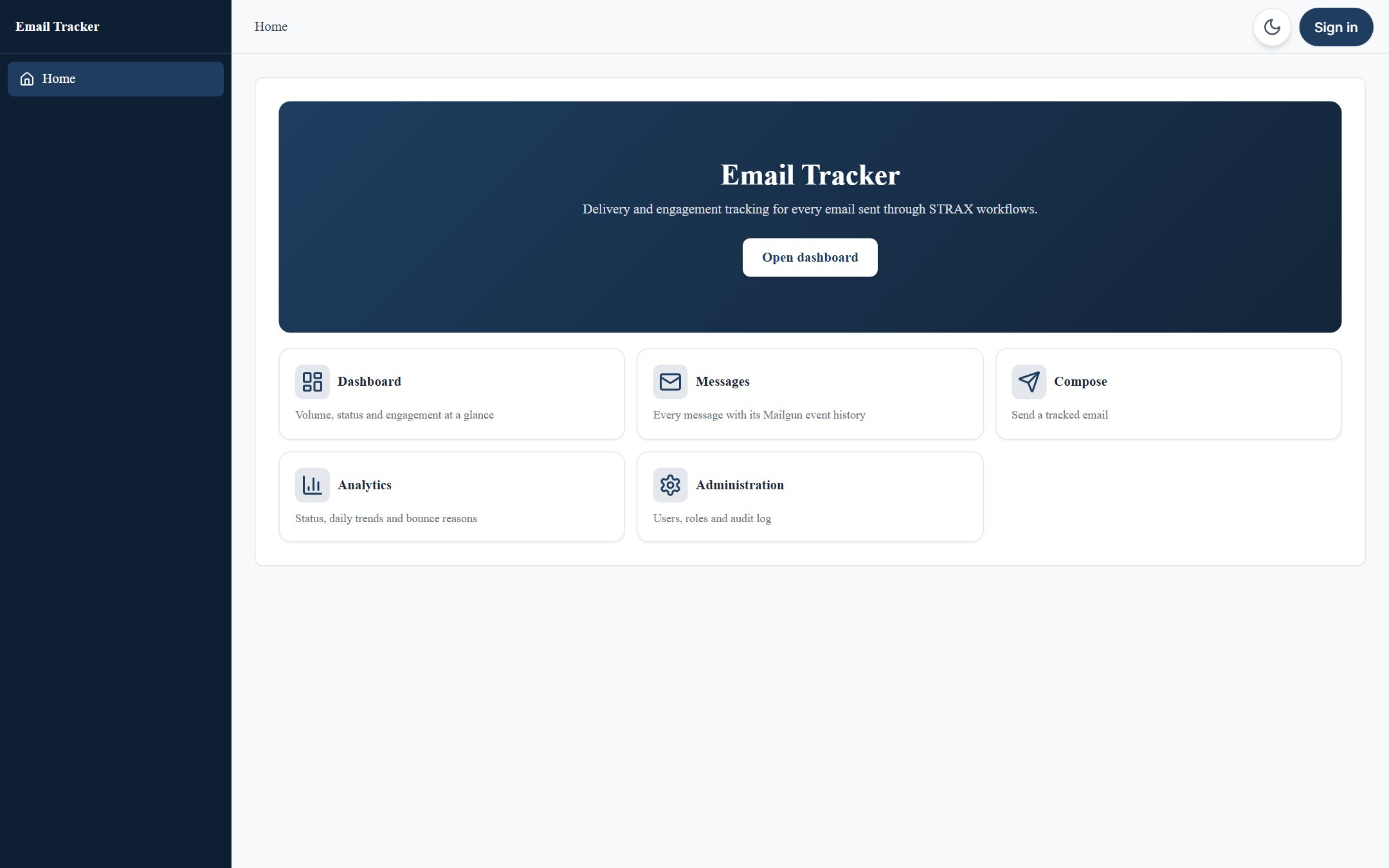 A published portal as its users see it: a themed web application with no trace of the console behind it.