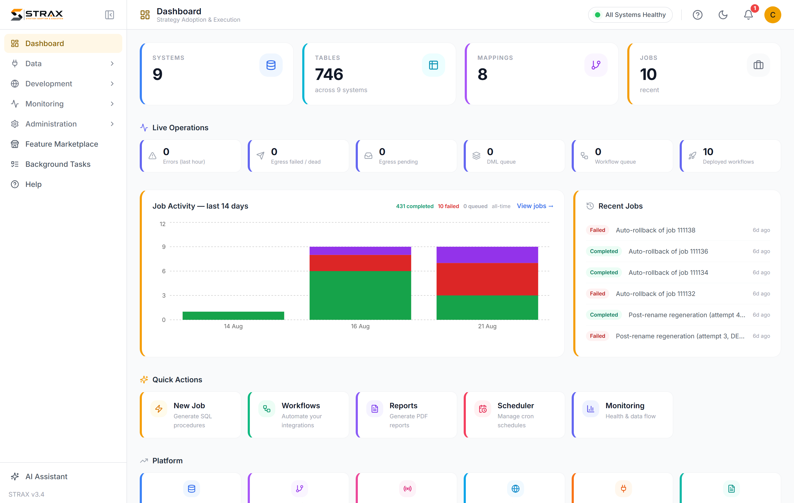 STRAX screenshot: Get QuickBooks data into SQL Server, and keep it current.